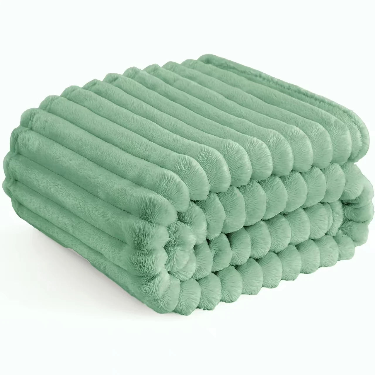 Faux Rabbit Fur Striped Blanket – Soft, Warm & Thick Throw for Bed, Sofa & Travel