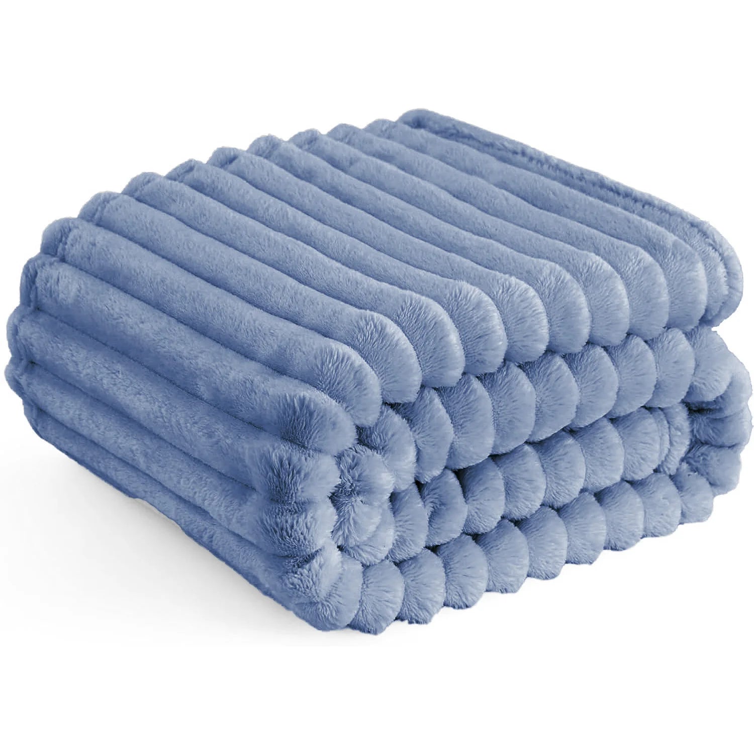 Faux Rabbit Fur Striped Blanket – Soft, Warm & Thick Throw for Bed, Sofa & Travel