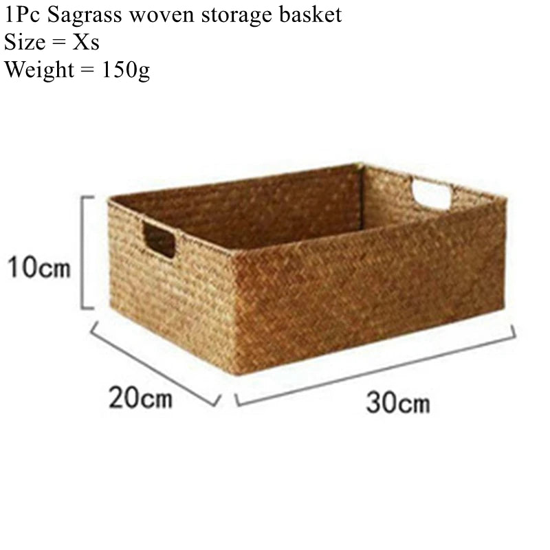 Natural Woven Seagrass Storage Basket – Large Wicker Organizer for Home & Kitchen