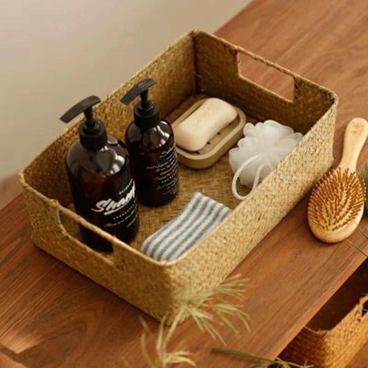 Natural Woven Seagrass Storage Basket – Large Wicker Organizer for Home & Kitchen