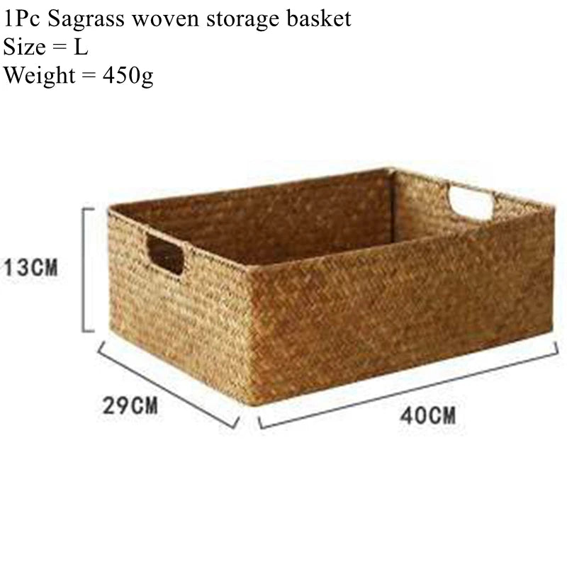 Natural Woven Seagrass Storage Basket – Large Wicker Organizer for Home & Kitchen