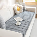 Thickened Flannel Sofa Pad – Warm Quilted Stripe Slipcover for Winter