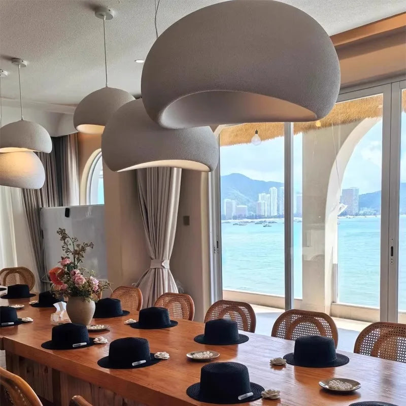 Nordic Wabi-Sabi Pendant Lamp – Handknit LED Ceiling Chandelier for Living & Dining Room
