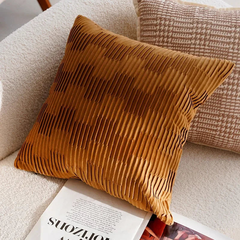 Light Luxury French Stamping Throw Pillow Cover – Brown Nordic Cushion Cover
