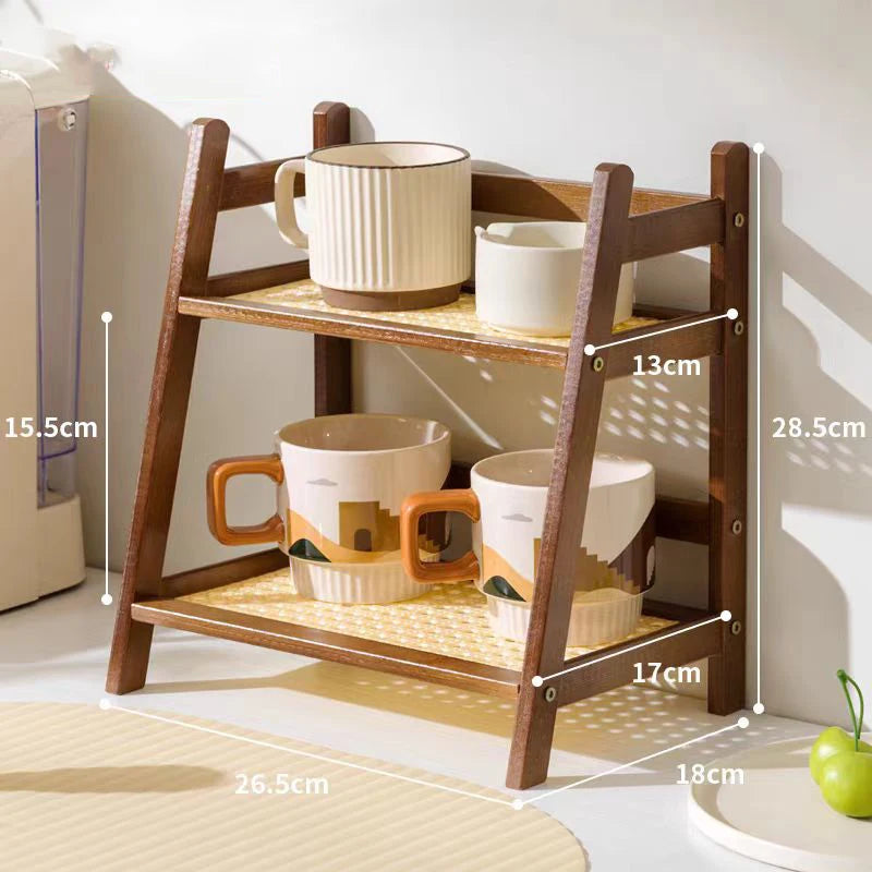 2-Layer Bamboo Kitchen Shelf – Spice Rack, Counter Organizer & Coffee Bar Stand