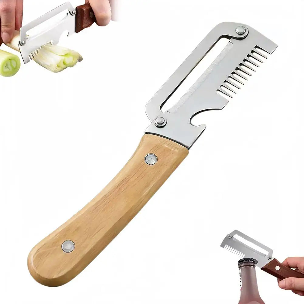 3-in-1 Stainless Steel Vegetable Peeler – Peeling Knife, Onion Slicer & Bottle Opener