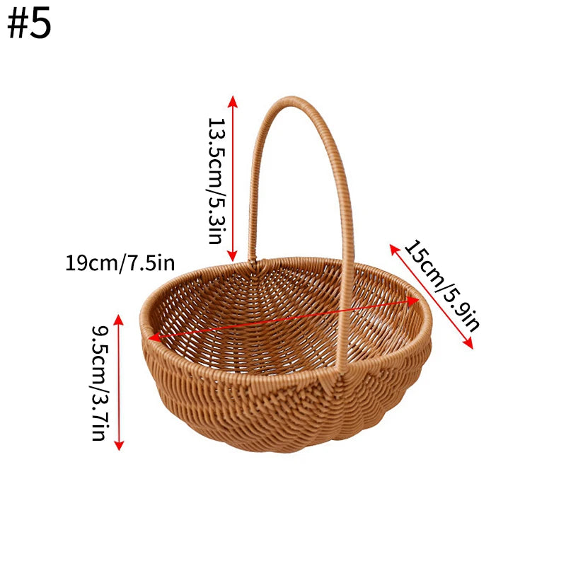 Handwoven Rattan Storage Basket – Multi-Use Fruit, Picnic & Desktop Organizer