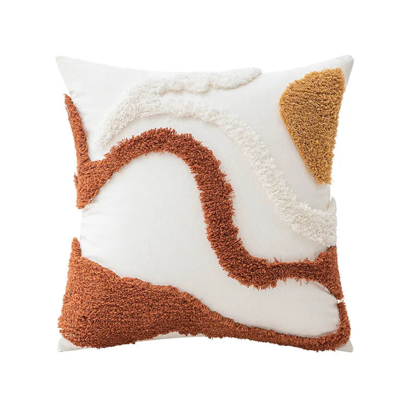 Brown Vintage Nordic Throw Pillow Cover – Light Luxury Patchwork Cushion Cover 45x45cm