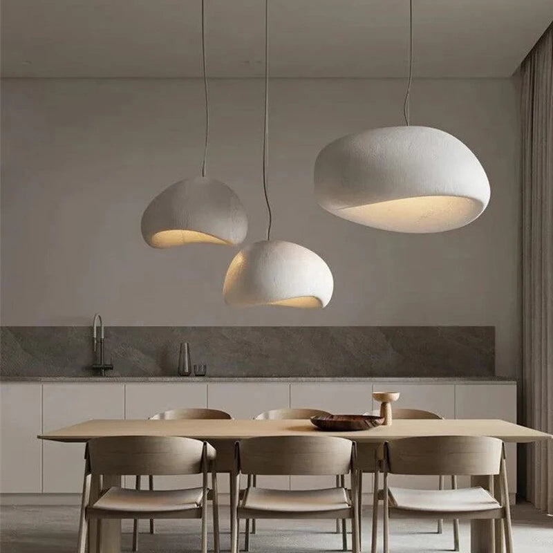 Nordic Wabi-Sabi Pendant Lamp – Handknit LED Ceiling Chandelier for Living & Dining Room
