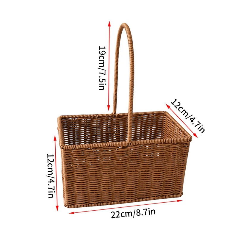 Handwoven Rattan Storage Basket – Multi-Use Fruit, Picnic & Desktop Organizer