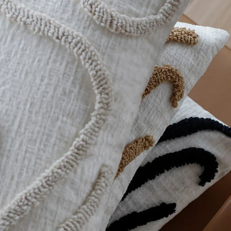 Boho Chenille Geometric Throw Pillow Cover – Soft Jacquard Cushion Cover 45x45cm