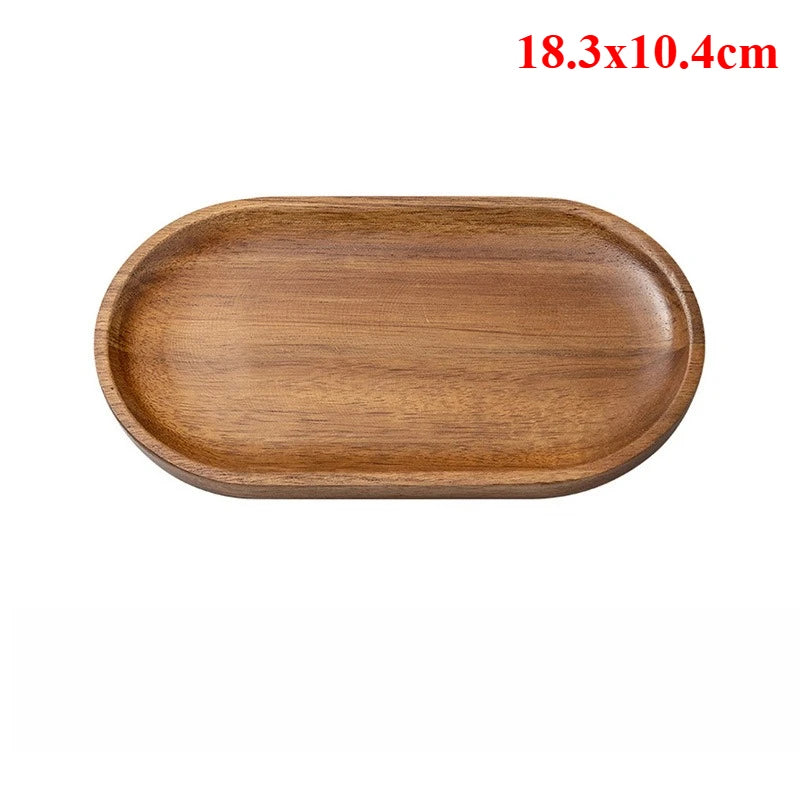 Acacia Wood Serving Tray – Multi-Use Coffee Coaster & Fruit Plate