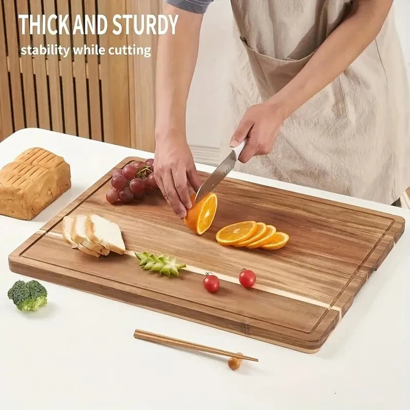 Beech & Walnut Wood Cutting Board – Durable Kitchen Chopping & Cheese Board