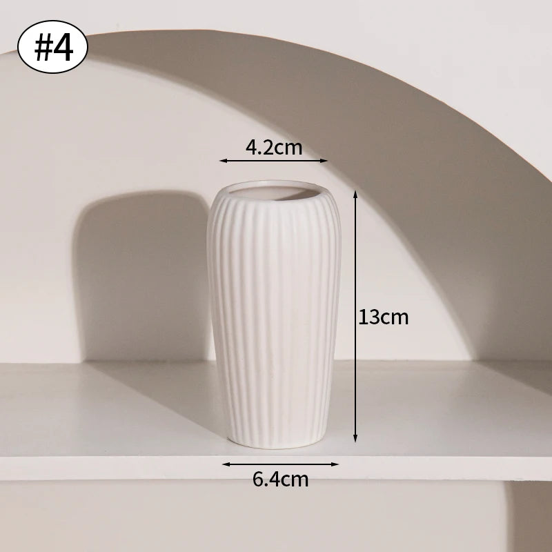 White Ceramic Vase – Nordic Matte Frosted Bud Vase for Home Decor