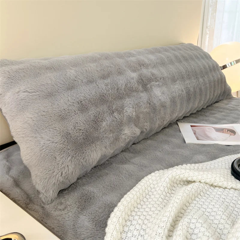 Solid Color Long Plush Pillowcase – Soft Decorative Body Pillow Cover