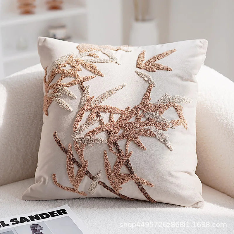 Brown Vintage Nordic Throw Pillow Cover – Light Luxury Patchwork Cushion Cover 45x45cm