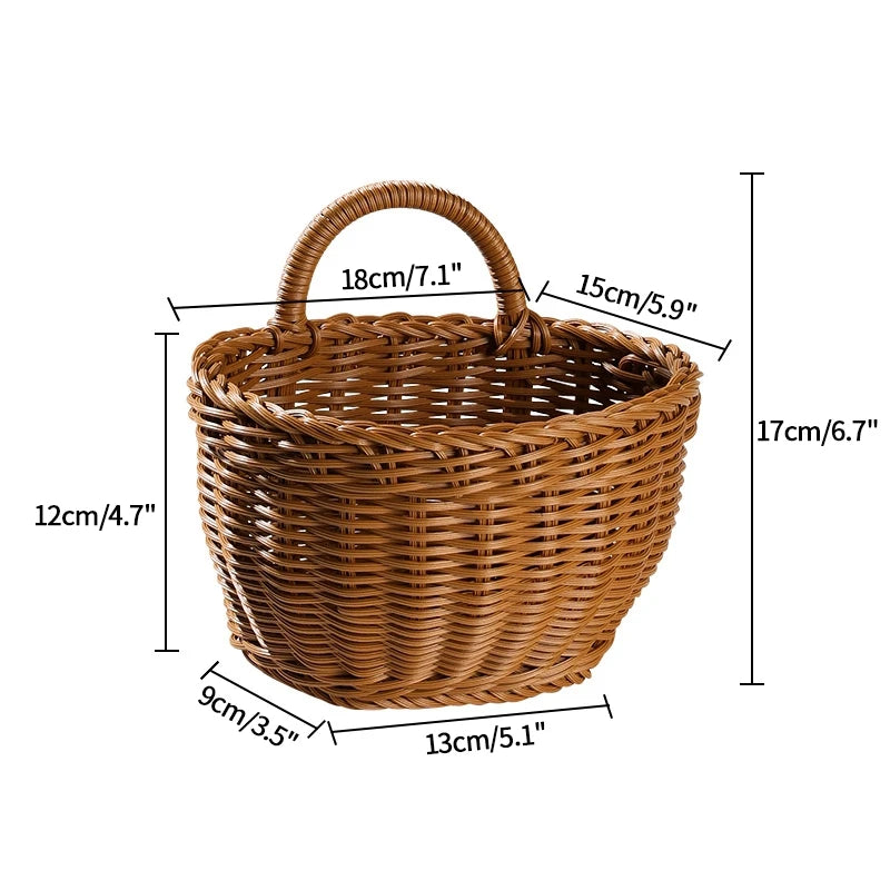 Handwoven Rattan Storage Basket – Multi-Use Fruit, Picnic & Desktop Organizer