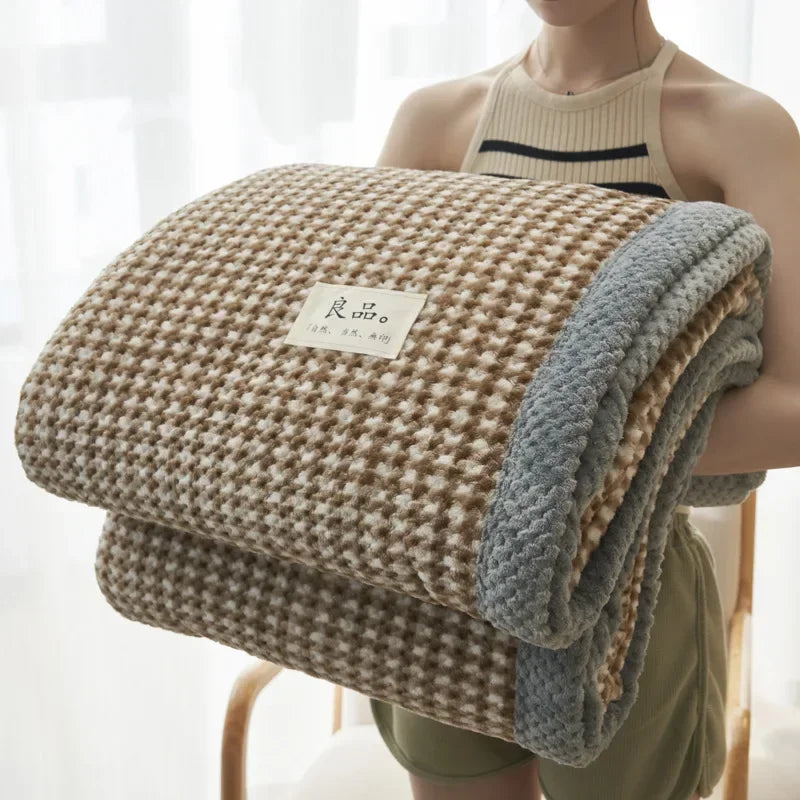 Soft Chenille Knit Throw Blanket – Machine Washable Crochet Blanket for Couch & Bed