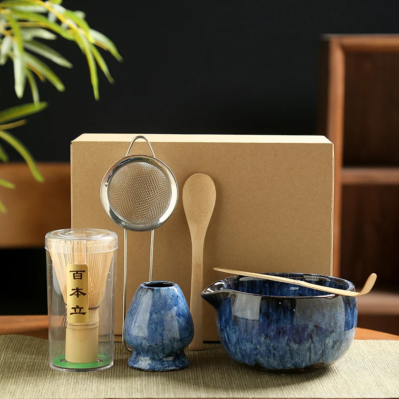 6-Piece Japanese Matcha Tea Set – Bamboo Whisk, Ceramic Bowl & Tea-Making Tools
