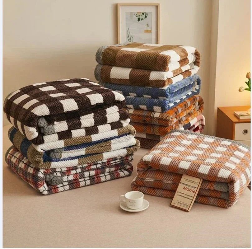Soft Chenille Knit Throw Blanket – Machine Washable Crochet Blanket for Couch & Bed