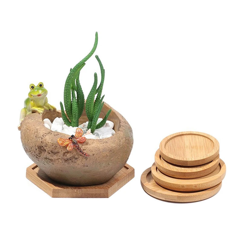 Mini Bamboo Tray – Wood Saucer, Cup Coaster & Decorative Plate