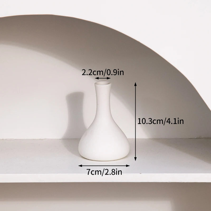 White Ceramic Vase – Nordic Matte Frosted Bud Vase for Home Decor