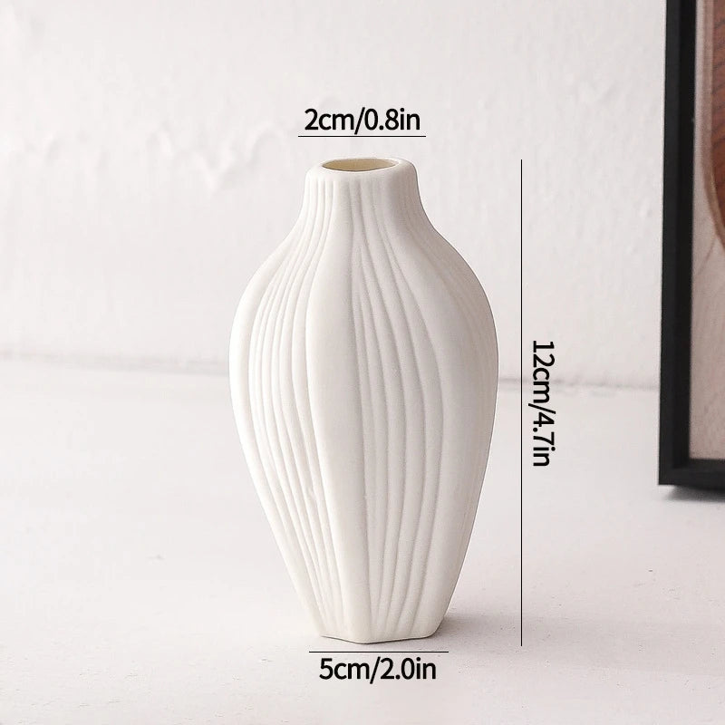 White Ceramic Vase – Nordic Matte Frosted Bud Vase for Home Decor