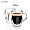 Double Wall Glass Coffee Mug with Handle – 350ml Transparent Cup for Coffee, Tea & Cappuccino