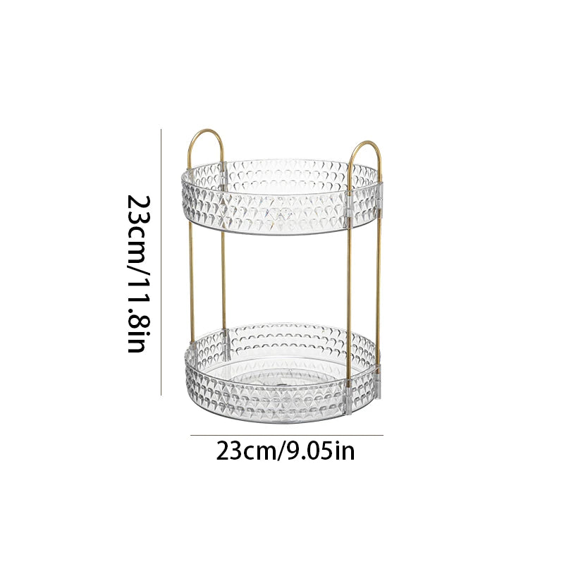 360° Rotating Makeup Organizer – 3-Tier Clear Diamond Vanity Organizer