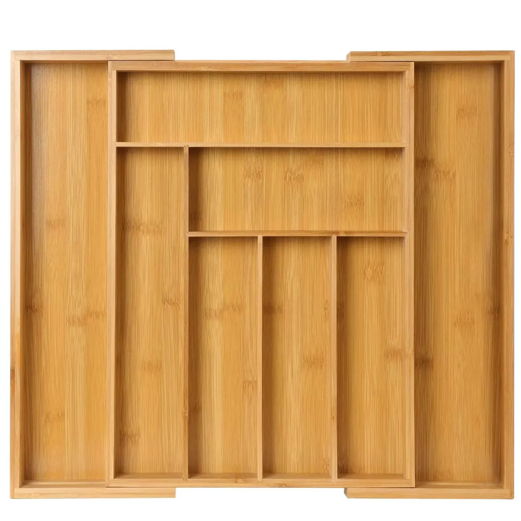 Adjustable Expandable Bamboo Drawer Organizer – Cutlery, Silverware & Knife Tray