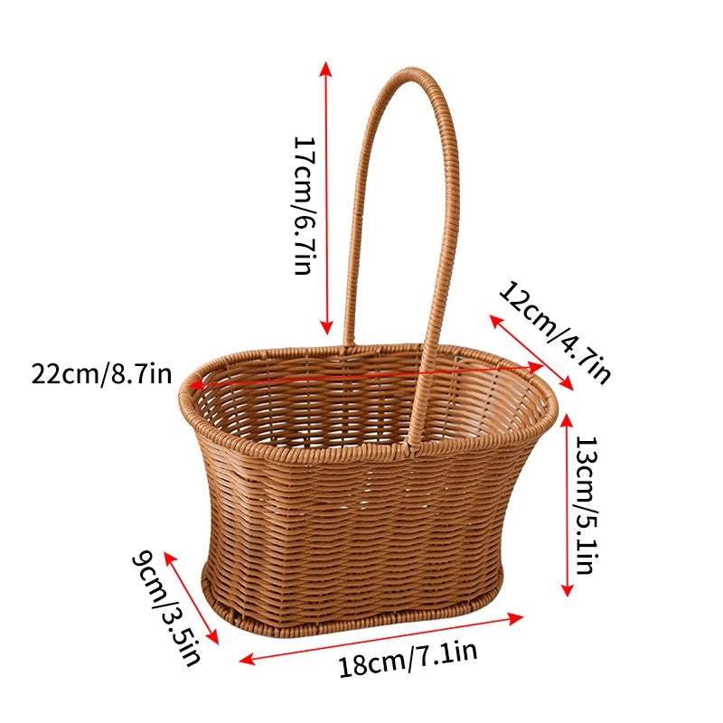 Handwoven Rattan Storage Basket – Multi-Use Fruit, Picnic & Desktop Organizer
