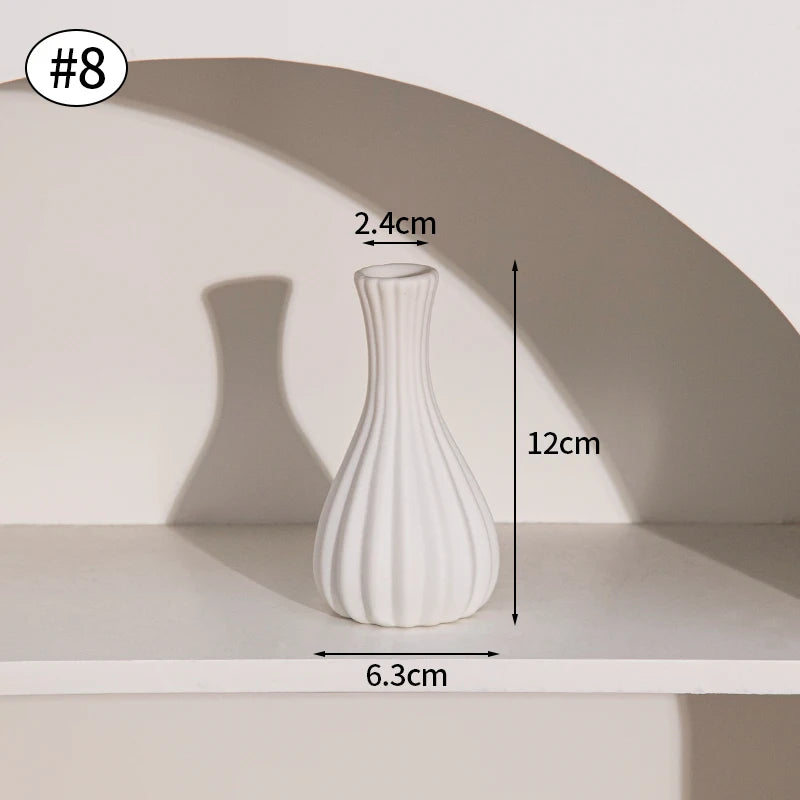 White Ceramic Vase – Nordic Matte Frosted Bud Vase for Home Decor