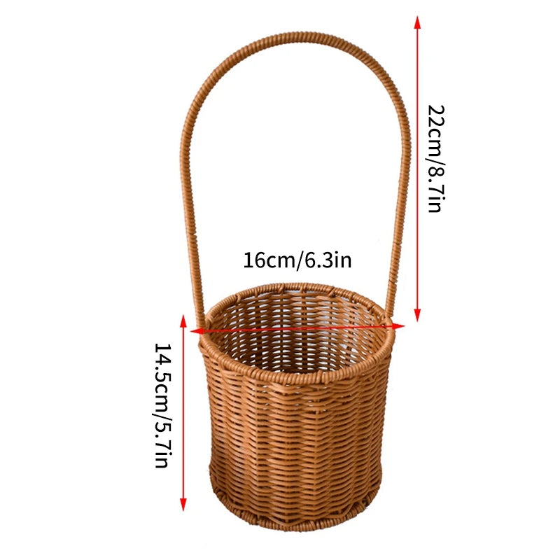 Handwoven Rattan Storage Basket – Multi-Use Fruit, Picnic & Desktop Organizer