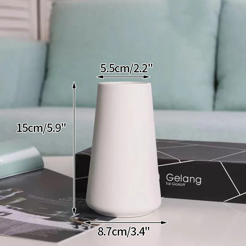 White Ceramic Vase – Nordic Matte Frosted Bud Vase for Home Decor