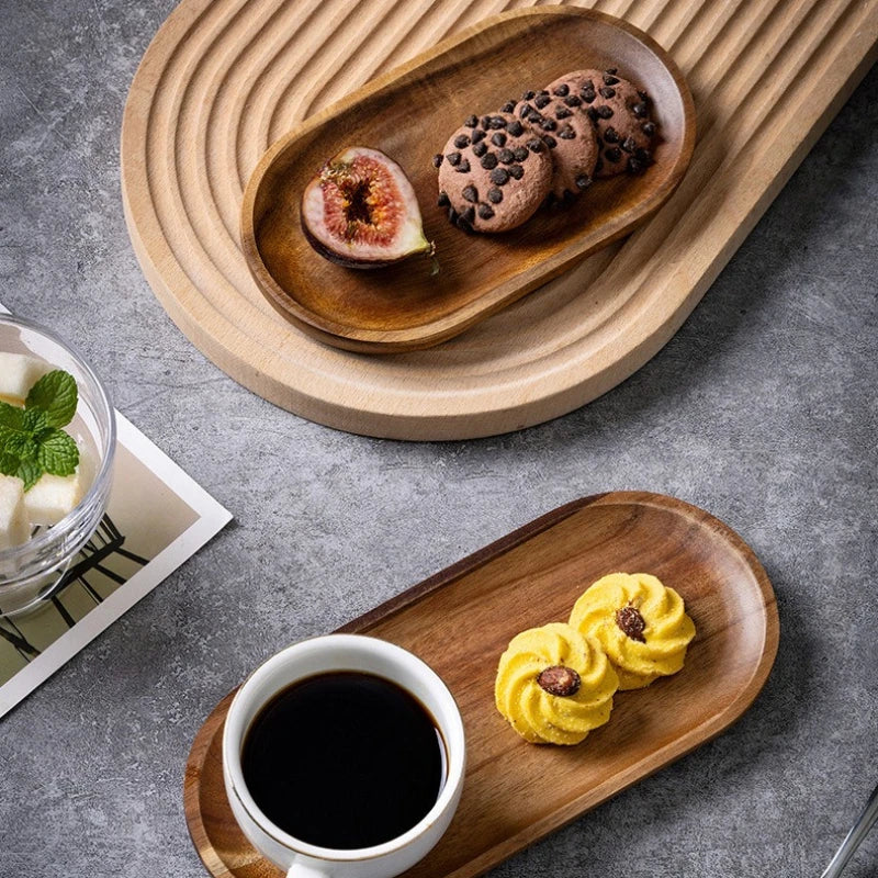 Acacia Wood Serving Tray – Multi-Use Coffee Coaster & Fruit Plate