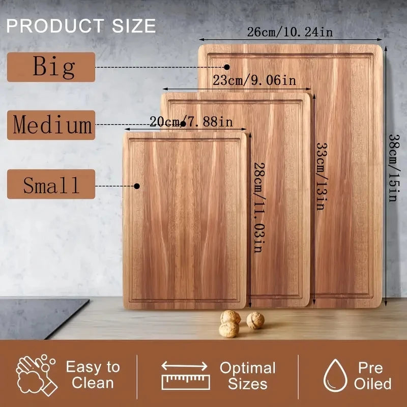 Beech & Walnut Wood Cutting Board – Durable Kitchen Chopping & Cheese Board