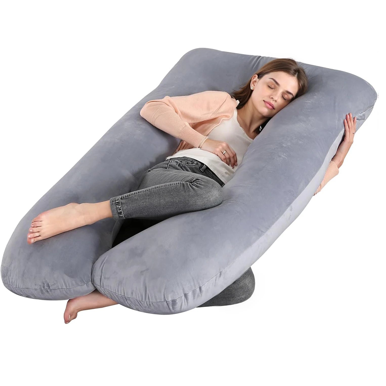 G-Shaped Full Body Pregnancy Pillow – Memory Foam Maternity Pillow with Removable Cover