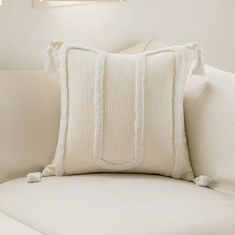 Boho Chenille Geometric Throw Pillow Cover – Soft Jacquard Cushion Cover 45x45cm