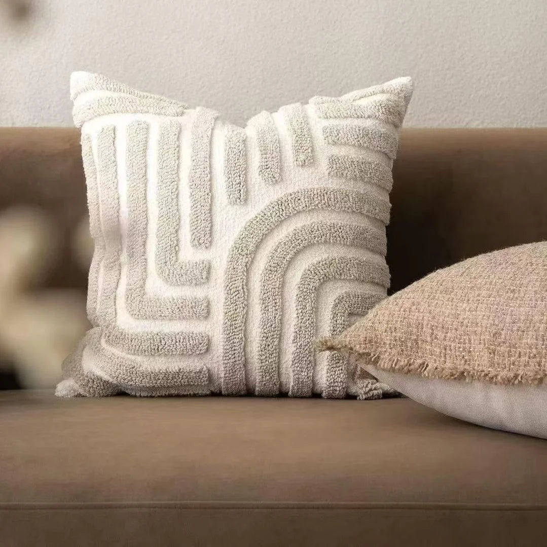 Boho Chenille Geometric Throw Pillow Cover – Soft Jacquard Cushion Cover 45x45cm