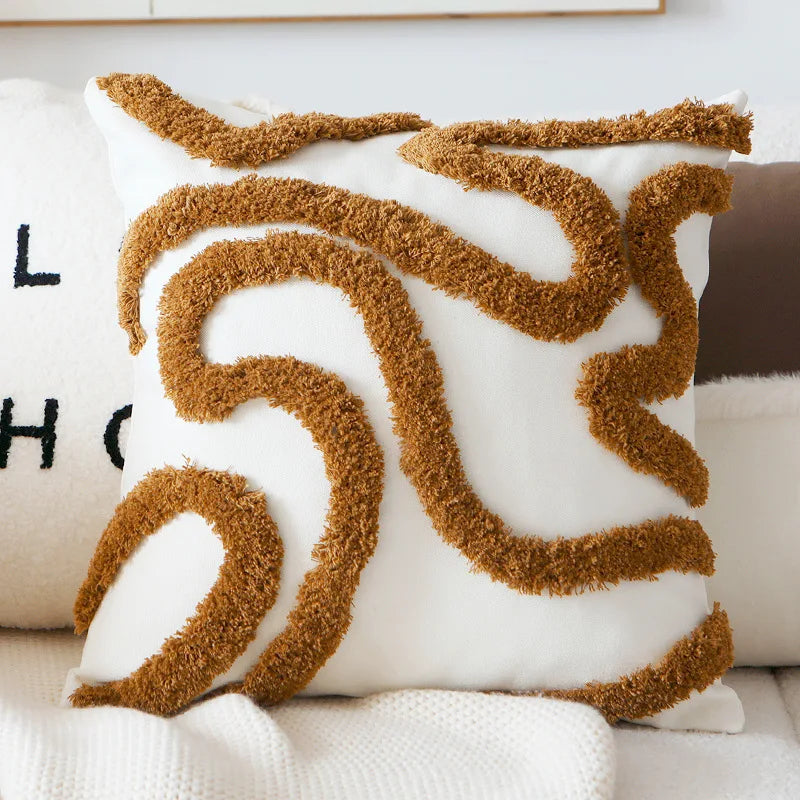Brown Vintage Nordic Throw Pillow Cover – Light Luxury Patchwork Cushion Cover 45x45cm