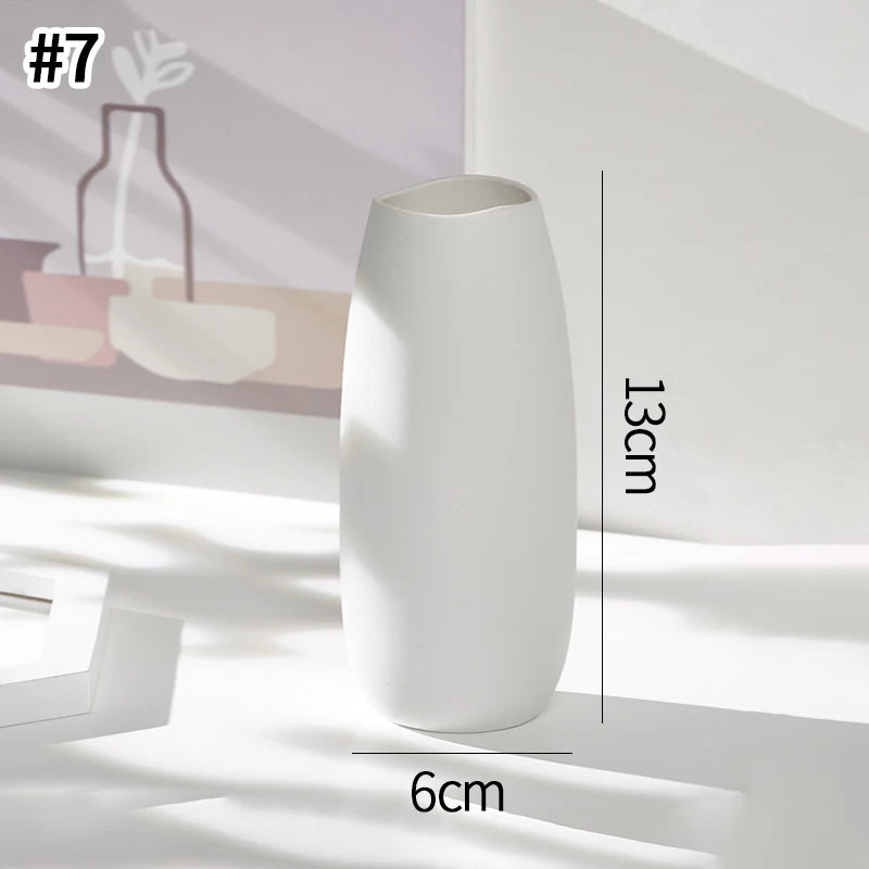 White Ceramic Vase – Nordic Matte Frosted Bud Vase for Home Decor