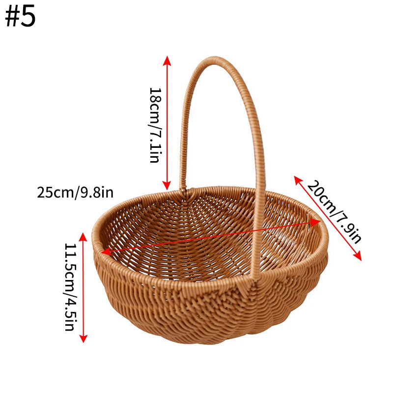 Handwoven Rattan Storage Basket – Multi-Use Fruit, Picnic & Desktop Organizer