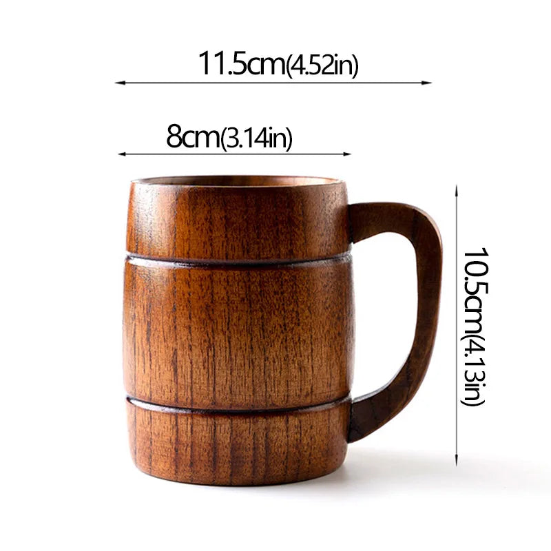 Handmade Jujube Wood Mug – Natural Wooden Cup for Coffee, Tea & Beer