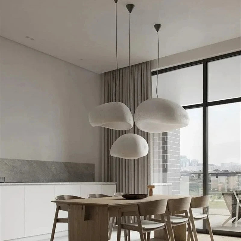 Nordic Wabi-Sabi Pendant Lamp – Handknit LED Ceiling Chandelier for Living & Dining Room