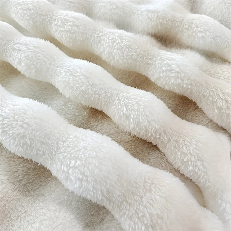 Luxurious Faux Rabbit Fur Throw Blanket – Soft, Thick & Warm for All Seasons