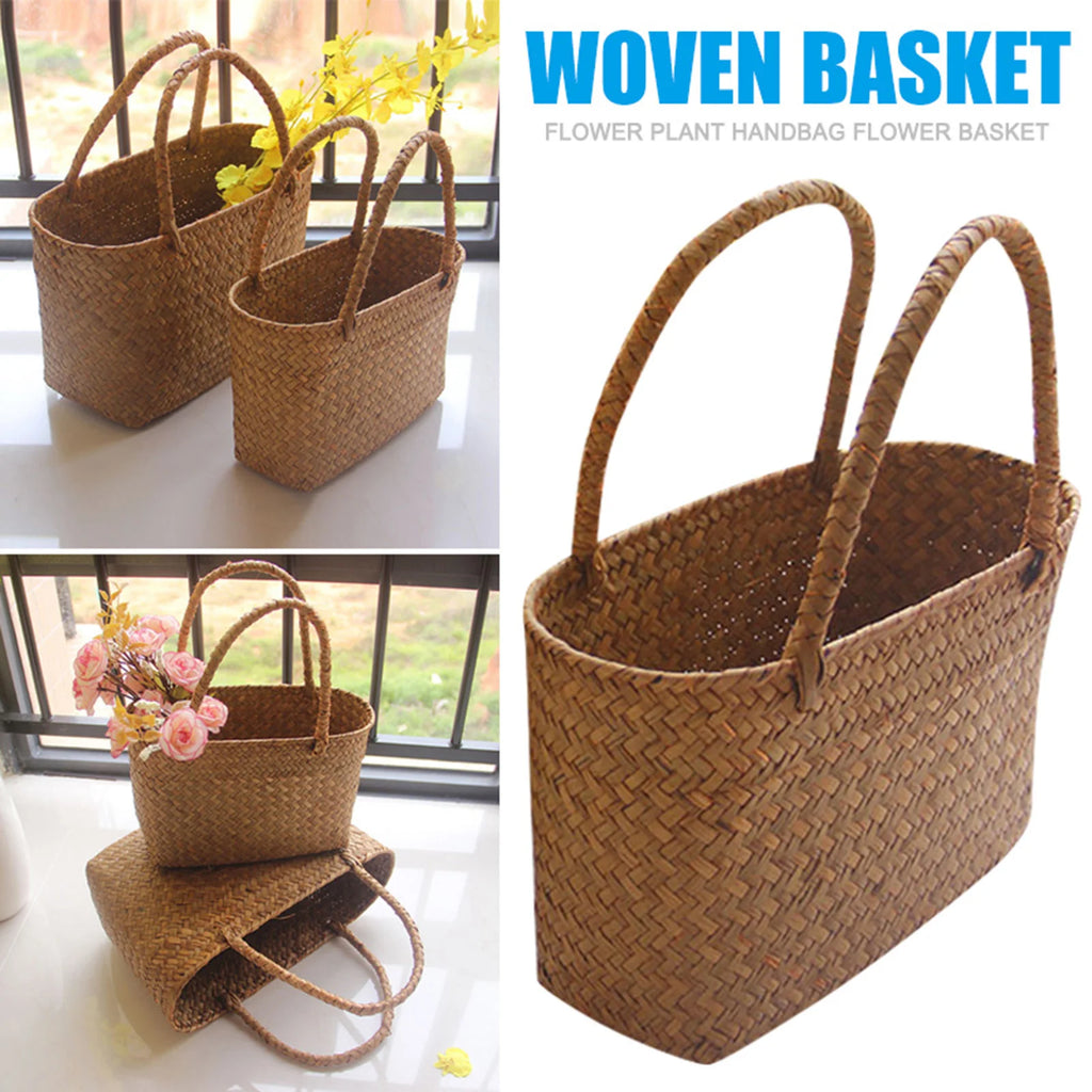 Handwoven Seagrass Basket – Boho Storage & Home Decor Organizer