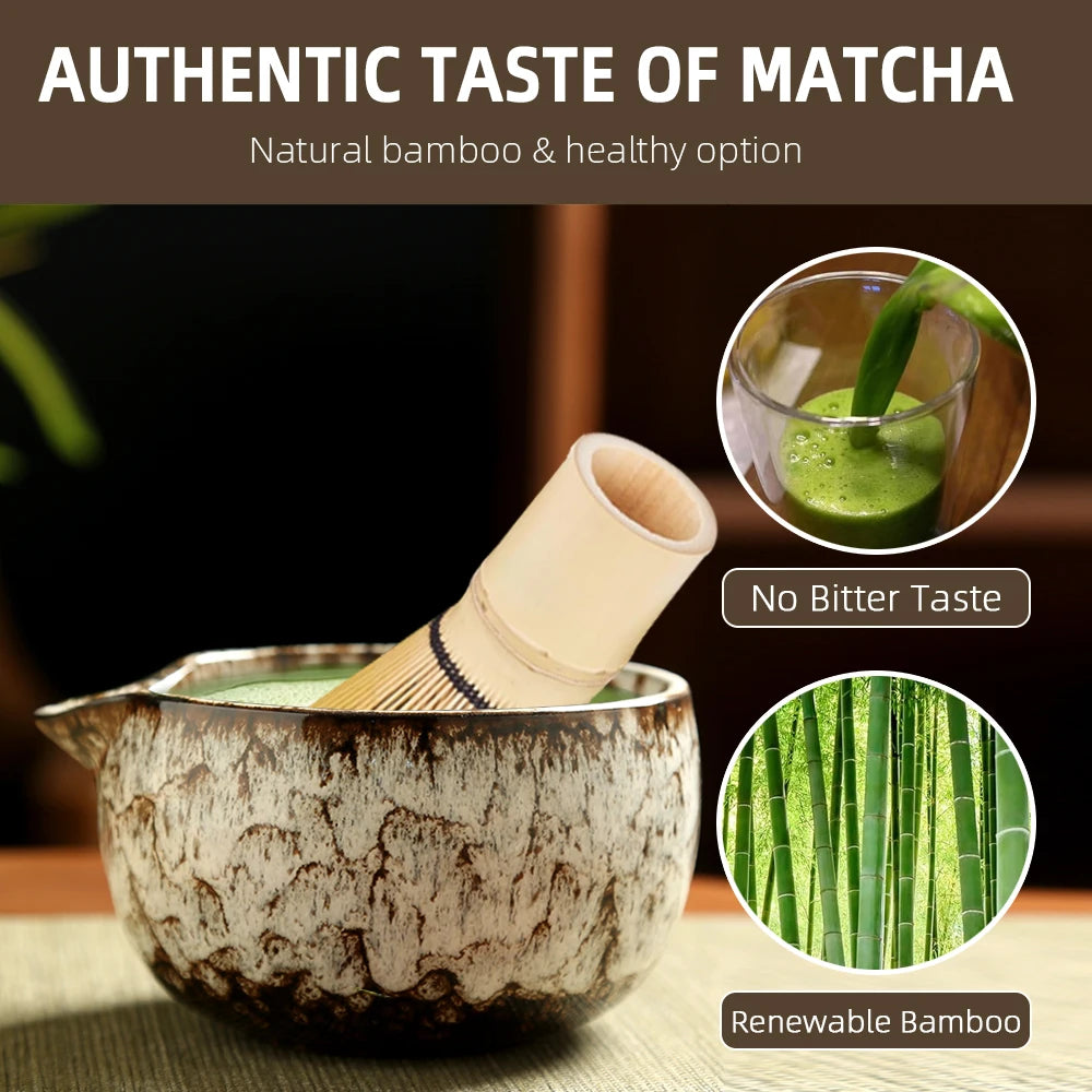 6-Piece Japanese Matcha Tea Set – Bamboo Whisk, Ceramic Bowl & Tea-Making Tools