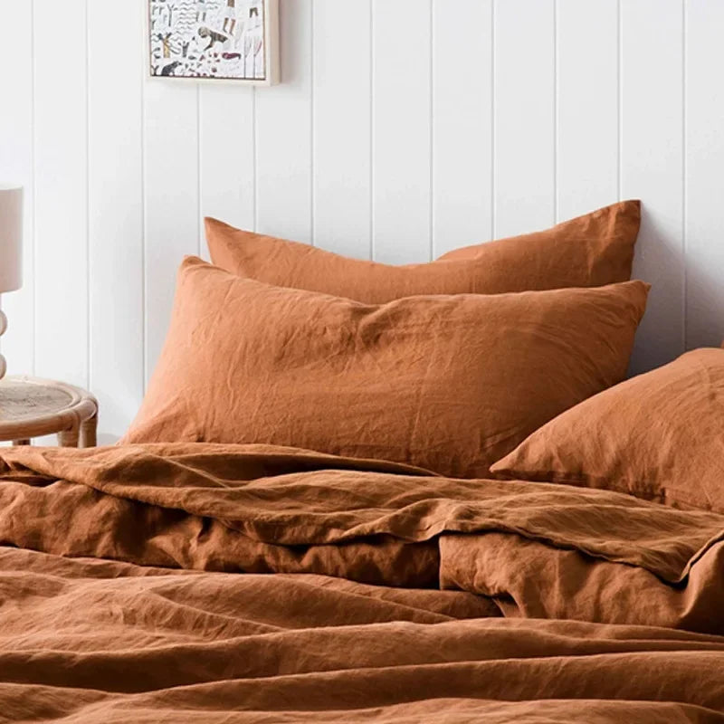 100% Pure Linen Throw Pillow Case – Solid Color Euro Sham Cushion Cover