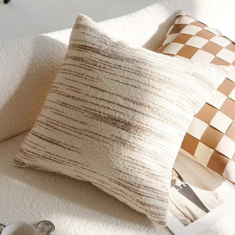 Brown Vintage Nordic Throw Pillow Cover – Light Luxury Patchwork Cushion Cover 45x45cm
