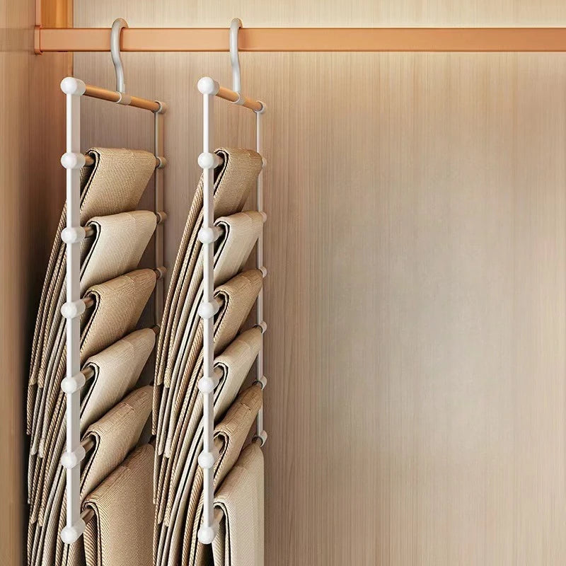 Foldable Multi-Layer Pants Hanger – Non-Slip Clips, Space-Saving Closet Organizer